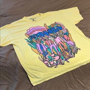 Oversized Yellow Graphic T-Shirt with Colorful Design